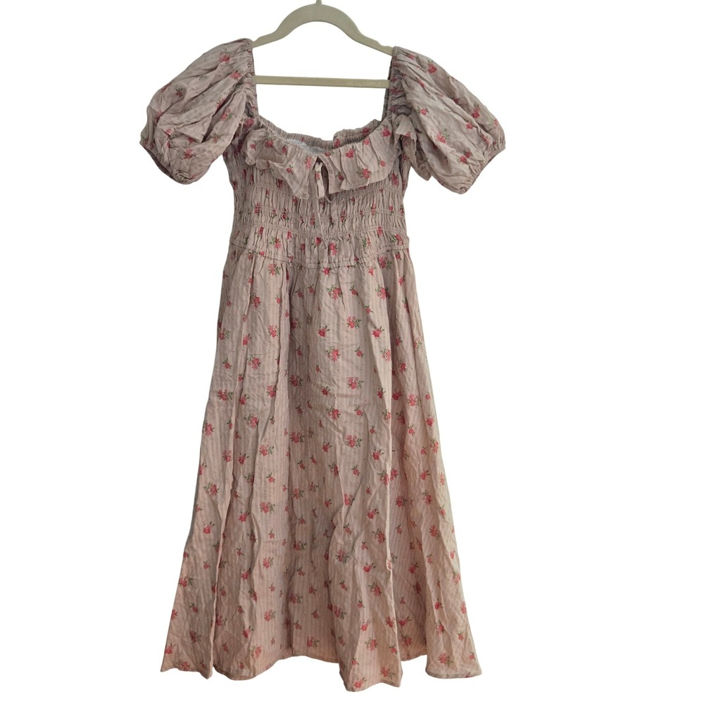 R.Vivimos Kids Floral Print Smocked Puff‎ Sleeve Midi Dress Size XL 16 18